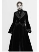 Collar Applique Lace Ribbon Flare Sleeve Back Waist Lace-Up Black Gothic Weft Velveteen Coat