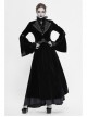 Collar Applique Lace Ribbon Flare Sleeve Back Waist Lace-Up Black Gothic Weft Velveteen Coat