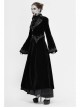 Collar Applique Lace Ribbon Flare Sleeve Back Waist Lace-Up Black Gothic Weft Velveteen Coat