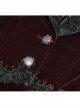 Collar Applique Lace Ribbon Flare Sleeve Back Waist Lace-Up Wine Red Gothic Weft Velveteen Coat