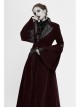 Collar Applique Lace Ribbon Flare Sleeve Back Waist Lace-Up Wine Red Gothic Weft Velveteen Coat