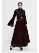 Collar Applique Lace Ribbon Flare Sleeve Back Waist Lace-Up Wine Red Gothic Weft Velveteen Coat
