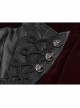Collar Applique Lace Ribbon Flare Sleeve Back Waist Lace-Up Wine Red Gothic Weft Velveteen Coat