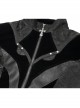 Stand-Up Collar Front Chest Embroidery Swallowtail Ham Black Gothic Jacquard Coat