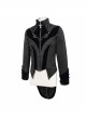 Stand-Up Collar Front Chest Embroidery Swallowtail Ham Black Gothic Jacquard Coat