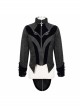 Stand-Up Collar Front Chest Embroidery Swallowtail Ham Black Gothic Jacquard Coat