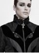 Stand-Up Collar Front Chest Embroidery Swallowtail Ham Black Gothic Jacquard Coat