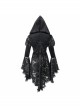 Front Chest Decals Metal Retro Button Lace Cuff Black Gothic Knit Velvet Hooded Coat