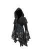 Front Chest Decals Metal Retro Button Lace Cuff Black Gothic Knit Velvet Hooded Coat