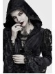 Front Chest Decals Metal Retro Button Lace Cuff Black Gothic Knit Velvet Hooded Coat