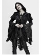 Front Chest Decals Metal Retro Button Lace Cuff Black Gothic Knit Velvet Hooded Coat