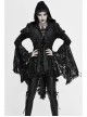 Front Chest Decals Metal Retro Button Lace Cuff Black Gothic Knit Velvet Hooded Coat
