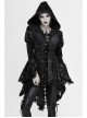 Front Chest Decals Metal Retro Button Lace Cuff Black Gothic Knit Velvet Hooded Coat