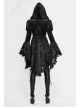 Front Chest Decals Metal Retro Button Lace Cuff Black Gothic Knit Velvet Hooded Coat