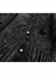 Front Chest Decals Metal Retro Button Lace Cuff Black Gothic Knit Velvet Hooded Coat