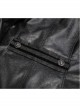 Woven Ribbon Collar Metal Retro Button Flare Sleeve Black Gothic Leather Coat