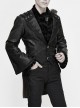 Woven Ribbon Collar Metal Retro Button Flare Sleeve Black Gothic Leather Coat