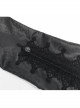Woven Ribbon Collar Metal Retro Button Flare Sleeve Black Gothic Leather Coat