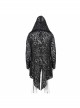 Black V-Neck Long Sleeve Sharp Corner Hem Punk Broken Holes Coat