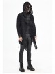 Black V-Neck Long Sleeve Sharp Corner Hem Punk Broken Holes Coat