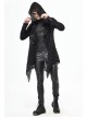 Black V-Neck Long Sleeve Sharp Corner Hem Punk Broken Holes Coat