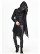Black V-Neck Long Sleeve Sharp Corner Hem Punk Broken Holes Coat