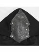 Metal Rivet Decoration Side Lace-Up Sharp Corner Hem Black Punk Twill Coat
