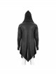 Black Tuck Long Sleeve Punk Line Map Printing Knit Hooded Coat