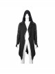 Black Tuck Long Sleeve Punk Line Map Printing Knit Hooded Coat