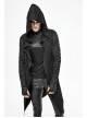Black Tuck Long Sleeve Punk Line Map Printing Knit Hooded Coat