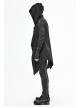 Black Tuck Long Sleeve Punk Line Map Printing Knit Hooded Coat