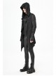 Black Tuck Long Sleeve Punk Line Map Printing Knit Hooded Coat