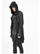 Black Tuck Long Sleeve Punk Line Map Printing Knit Hooded Coat