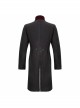 Stand-Up Collar Splice Burgundy Weft Velvet Embroidery Front Buckle Black Gothic Jacquard Coat