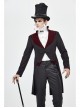 Stand-Up Collar Splice Burgundy Weft Velvet Embroidery Front Buckle Black Gothic Jacquard Coat