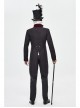 Stand-Up Collar Splice Burgundy Weft Velvet Embroidery Front Buckle Black Gothic Jacquard Coat
