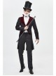 Stand-Up Collar Splice Burgundy Weft Velvet Embroidery Front Buckle Black Gothic Jacquard Coat