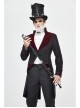 Stand-Up Collar Splice Burgundy Weft Velvet Embroidery Front Buckle Black Gothic Jacquard Coat