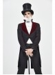 Stand-Up Collar Splice Burgundy Weft Velvet Embroidery Front Buckle Black Gothic Jacquard Coat