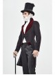 Stand-Up Collar Splice Burgundy Weft Velvet Embroidery Front Buckle Black Gothic Jacquard Coat