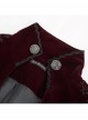 Stand-Up Collar Splice Burgundy Weft Velvet Embroidery Front Buckle Black Gothic Jacquard Coat