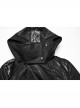 Men Stand-Up Collar Front Chest Metal Buckle Leather Strap Long Sleeve Black Punk Twill Coat