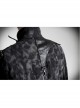 Stand-Up Collar Front Metal Retro Button Skull Decoration Lace-Up Black Punk Print Coat