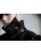 Stand-Up Collar Front Metal Retro Button Skull Decoration Lace-Up Black Punk Print Coat