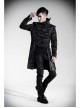 Stand-Up Collar Front Metal Retro Button Skull Decoration Lace-Up Black Punk Print Coat