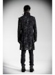 Stand-Up Collar Front Metal Retro Button Skull Decoration Lace-Up Black Punk Print Coat