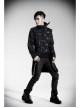 Stand-Up Collar Front Metal Retro Button Skull Decoration Lace-Up Black Punk Print Coat