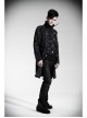 Stand-Up Collar Front Metal Retro Button Skull Decoration Lace-Up Black Punk Print Coat