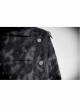 Stand-Up Collar Front Metal Retro Button Skull Decoration Lace-Up Black Punk Print Coat