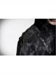 Stand-Up Collar Front Metal Retro Button Skull Decoration Lace-Up Black Punk Print Coat